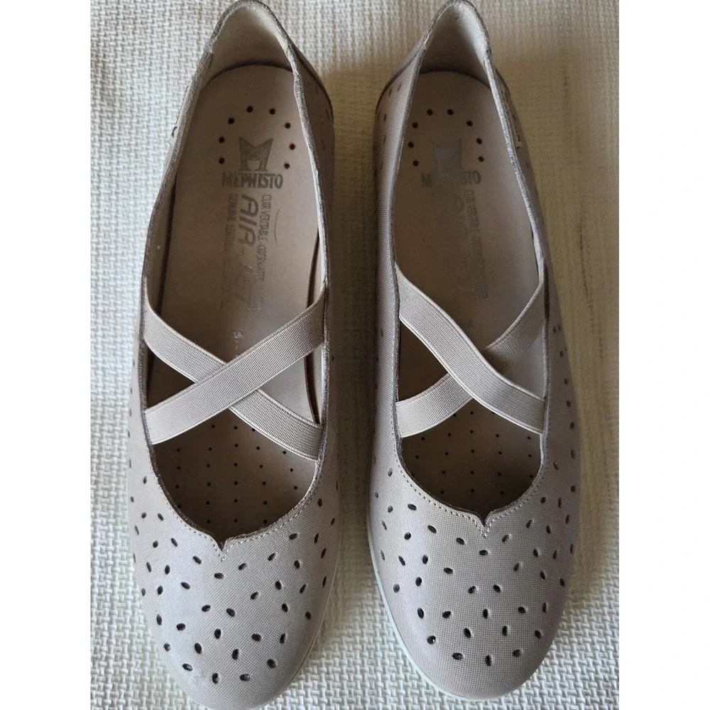 MEPHISTO Womens Karla Perf Shoes SZ 9.5 Nubuck Leather Ballet Flats ~EUC ~